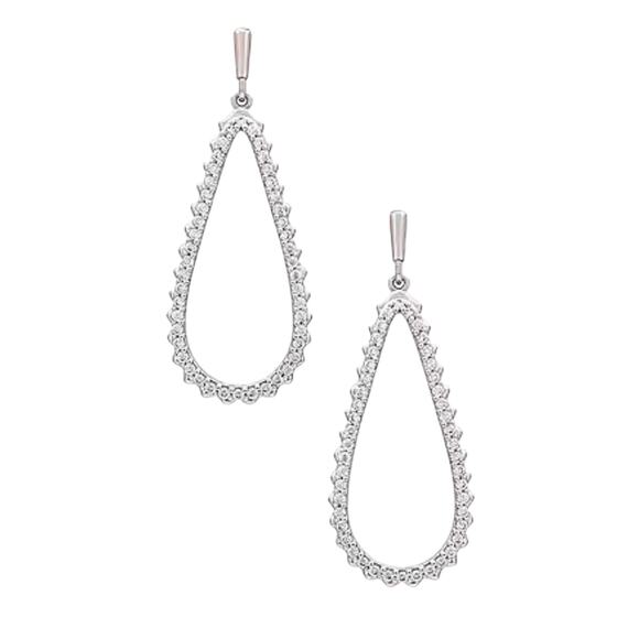 *SOLD* NWT! Kendra Scott Payton Open Frame Silver Earrings in White Crystal - Picture 5 of 6